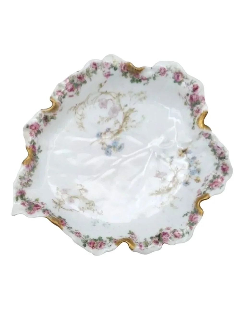 Antique Haviland Porcelain Floral Gravy Boat with Underplate Set Limoges France